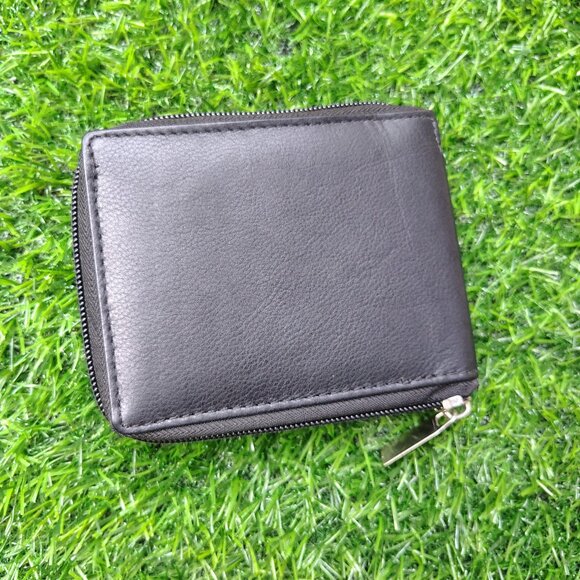 Men's Zipper RFID Blocking Premium Leather Zip-Around ID Bifold Wallet - Picture 6 of 8